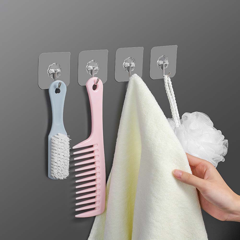 Set 4 Cuiere cu adeziv super rezistent, suport baie, suport prosop/halat, transparent
