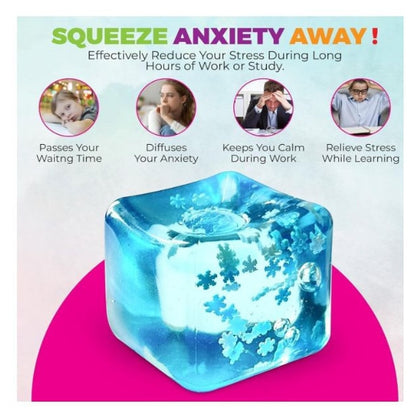 Cub antistres squishy 5 cm albastru, jucarie senzoriala moale cu fulgi, elastic, relaxare