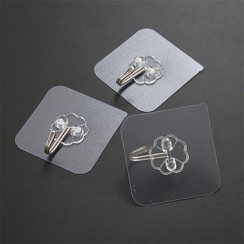 Set 3 Cuiere cu adeziv super rezistent, suport baie, suport prosop/halat, 3 agatatori cuier autoadeziv, transparent