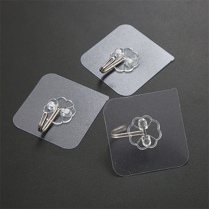 Set 3 Cuiere cu adeziv super rezistent, suport baie, suport prosop/halat, 3 agatatori cuier autoadeziv, transparent