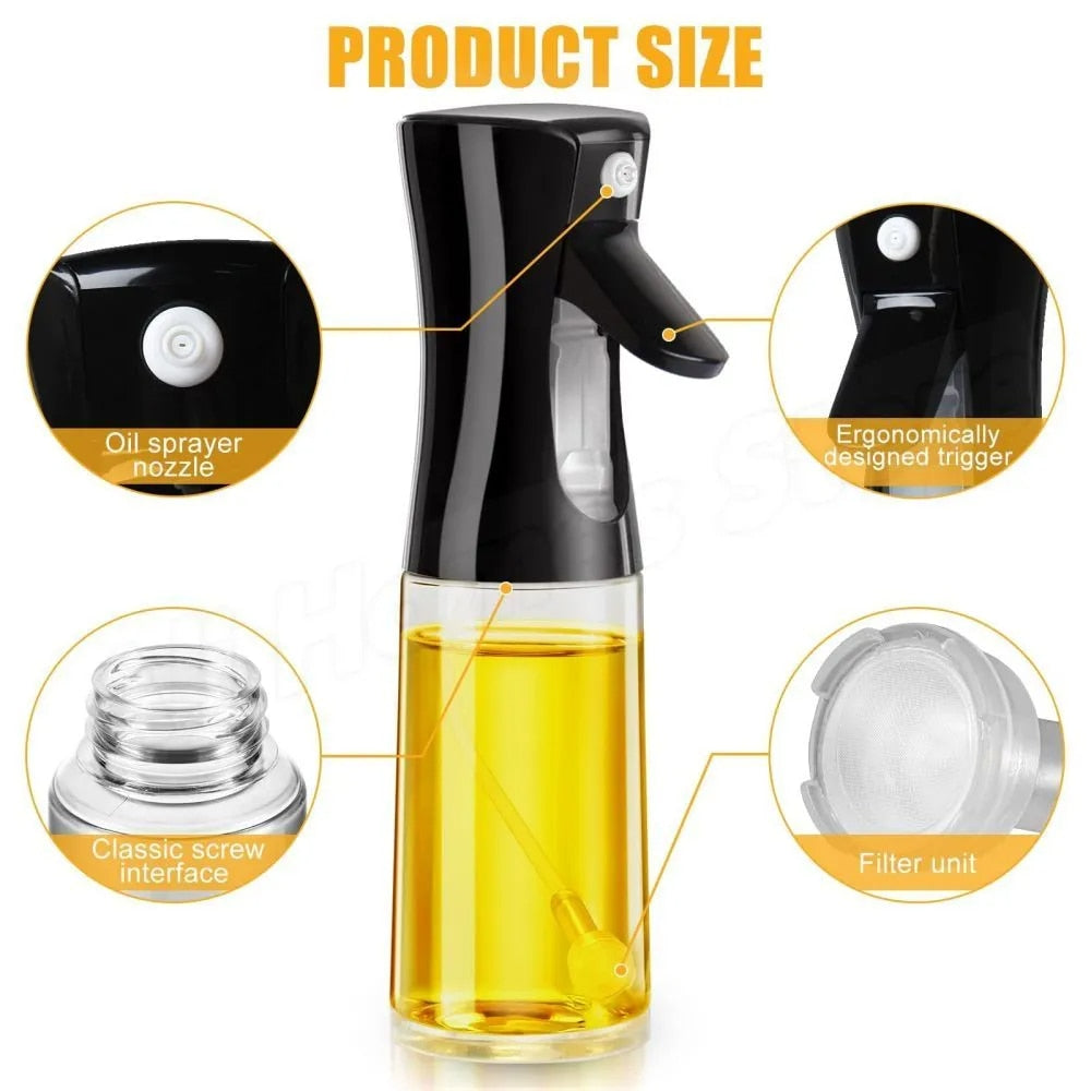 Sticla cu Jet pentru Ulei, Otet si Sosuri, 300 ml, reincarcabila, Transparent/Negru