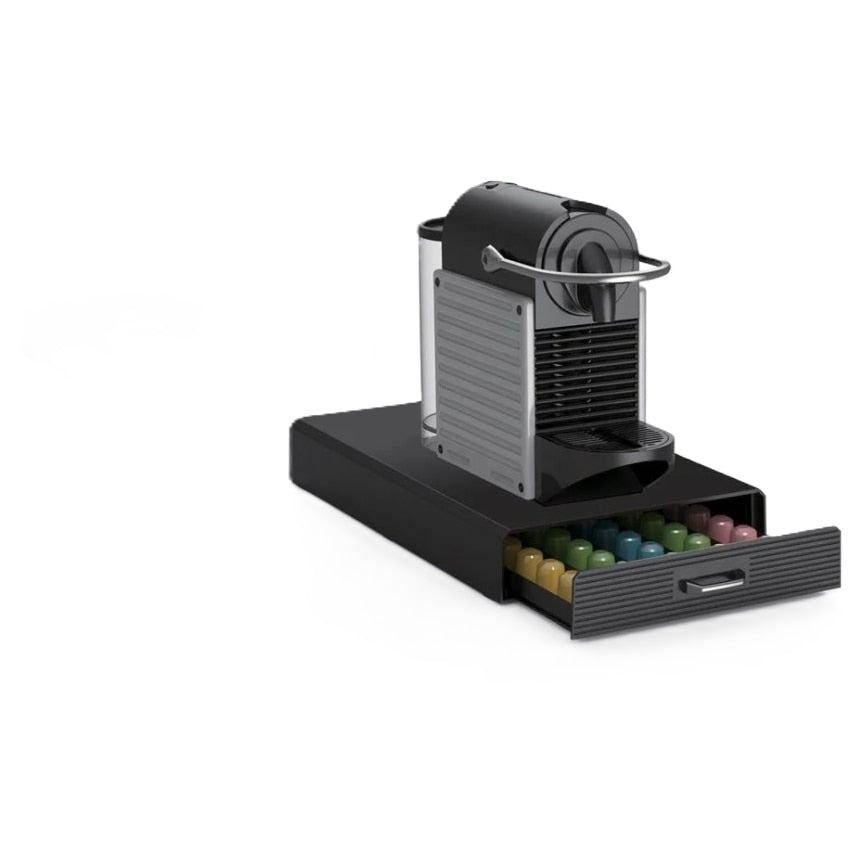 Sertar Organizare Capsule Cafea 50 bucati, Negru, pentru aparate Nespresso, suport integrat Negru