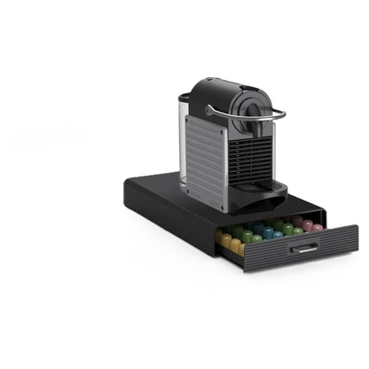 Sertar Organizare Capsule Cafea 50 bucati, Negru, pentru aparate Nespresso, suport integrat Negru