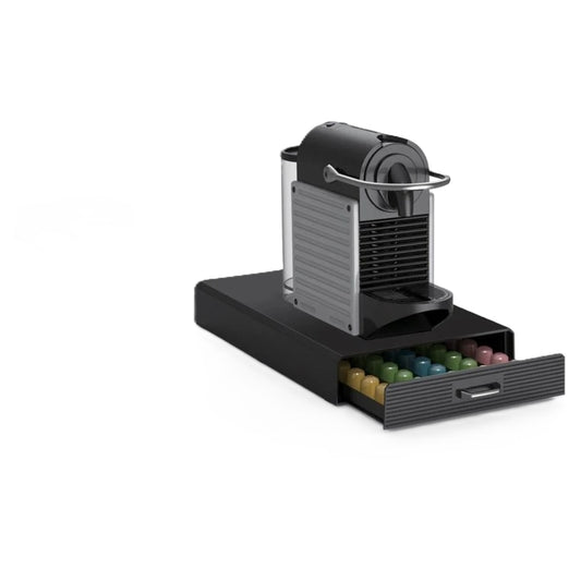 Sertar Organizare Capsule Cafea 50 bucati, Negru, pentru aparate Nespresso, suport integrat Negru