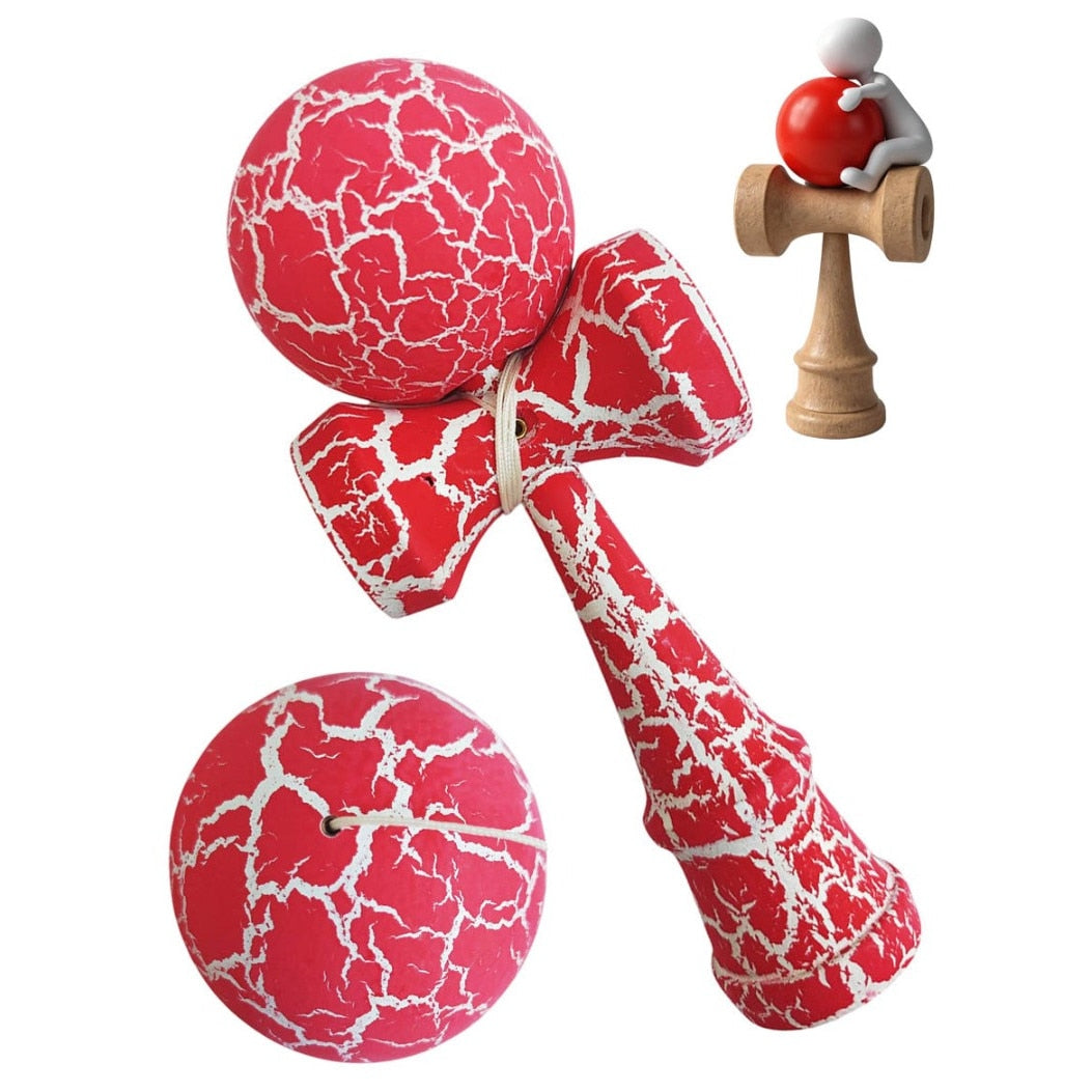 Kendama Profesionala, Bila din lemn, Design artistic cu finisaj Crapatura + Sticker pentru Telefon, 111KD