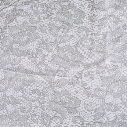 Fata de Masa Plastifiata Alba Gri Dantela 180x140cm, DAMO