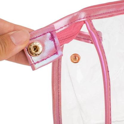 Set Portfarduri de Vara Transparente Fucsia cu Model Rainbow 23x7x14cm - 3buc