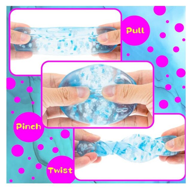 Cub antistres squishy 5 cm albastru, jucarie senzoriala moale cu fulgi, elastic, relaxare