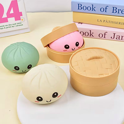 Jucarie Squishy Tip Bao/Dumpling Kawaii, Antistres, Multicolor, Material Moale, Reutilizabila, Cadou Copii si Adulti, De Cole
