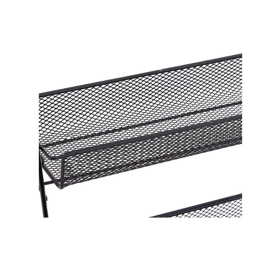 Suport organizator multifunctional cu 2 etaje, negru, metalic, ideal pentru condimente, cosmetice
