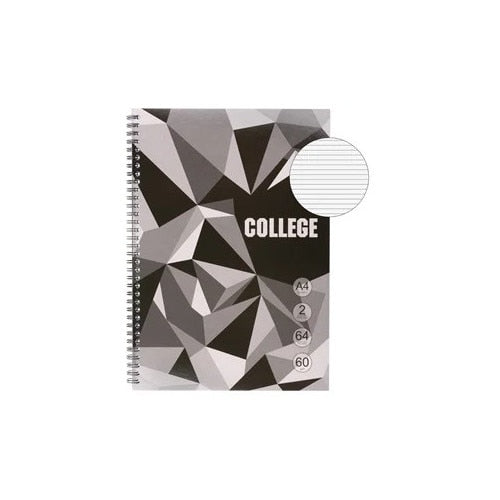 Caiet Studentesc A4 Dictando cu Spirala Coperta Gri Cuburi & 2 Subiecte - 64F, DAMO