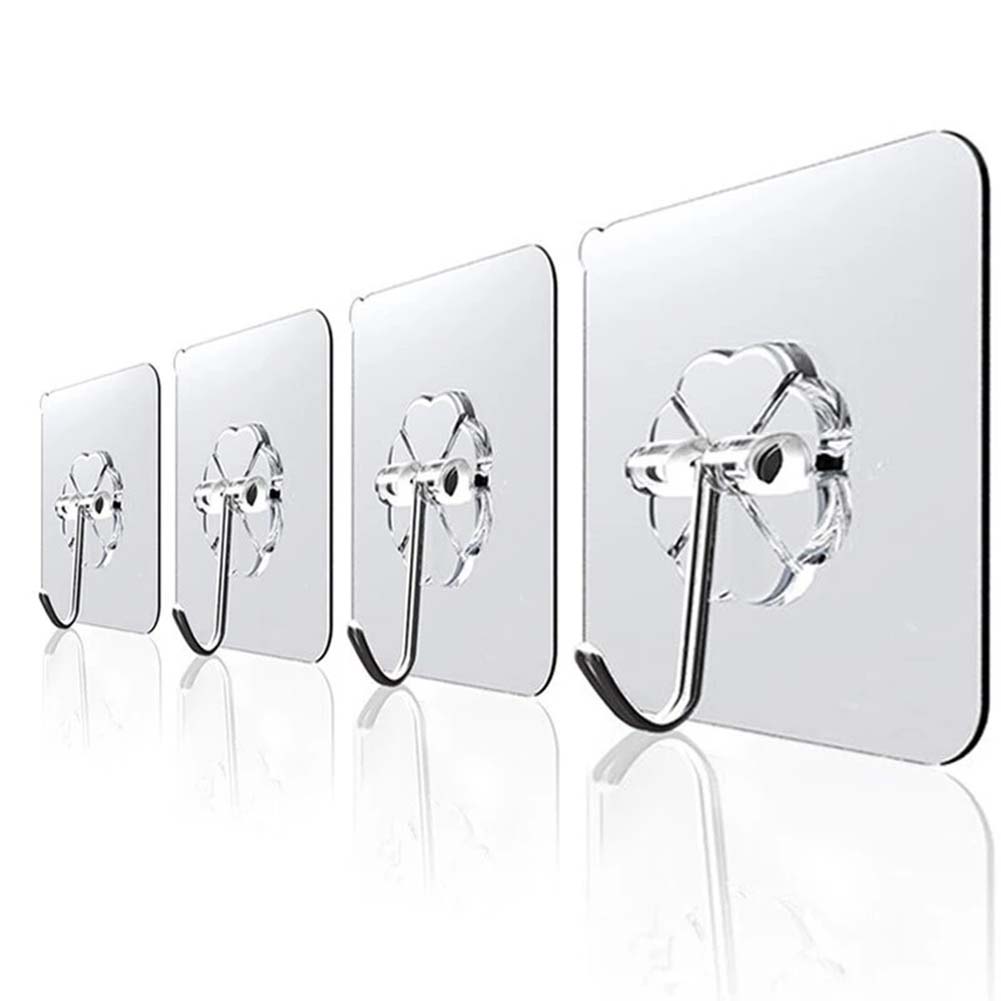 Set 4 Cuiere cu adeziv super rezistent, suport baie, suport prosop/halat, transparent
