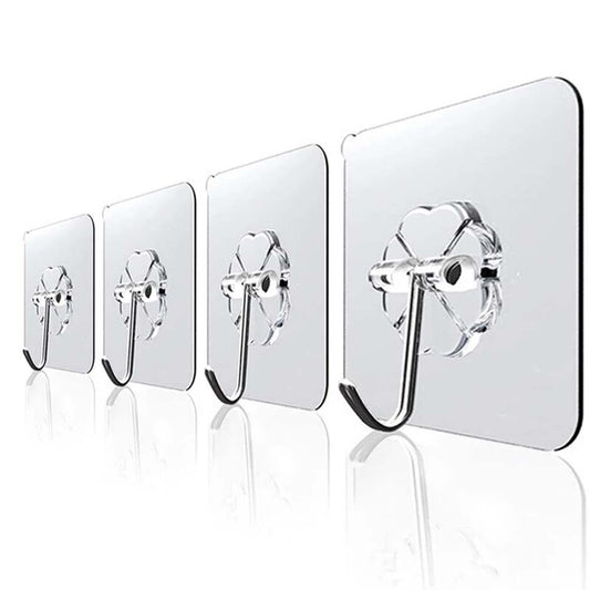 Set 4 Cuiere cu adeziv super rezistent, suport baie, suport prosop/halat, transparent