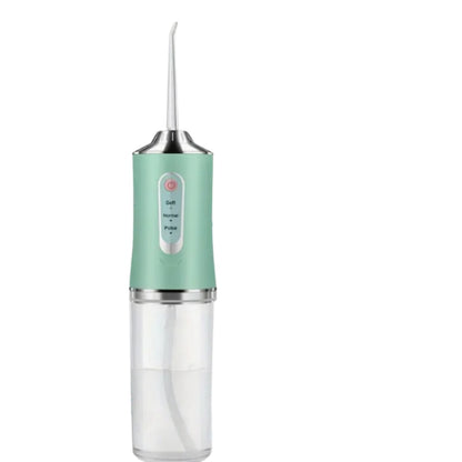 Irigator Oral Portabil pentru dus bucal, 4 Capete, 3 trepte de viteza, Curatare 360°, Rezervor 230 ml, Waterproof, Verde