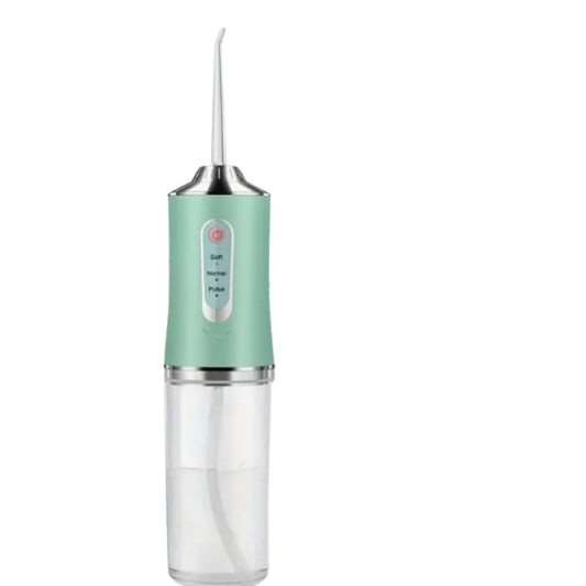 Irigator Oral Portabil pentru dus bucal, 4 Capete, 3 trepte de viteza, Curatare 360°, Rezervor 230 ml, Waterproof, Verde