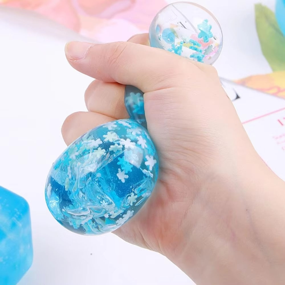 Jucarie Squeezing & Fidgeting cu Miscare Interactiva si Lumini Fosforescente | Ice Cube Anti-Stres Reversibil (Fulgi de Zapad