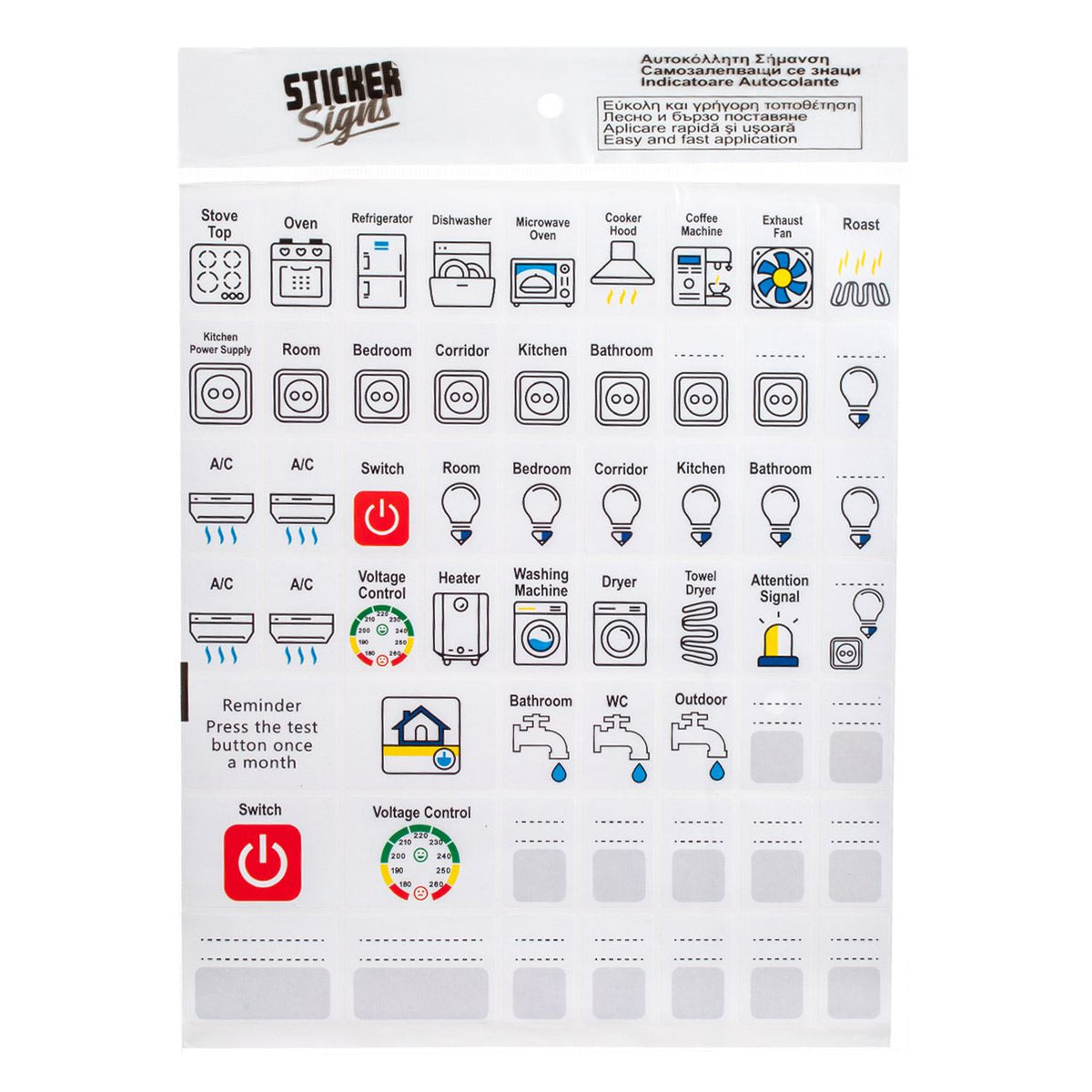 Set etichete adezive pentru tablou electric - 57buc